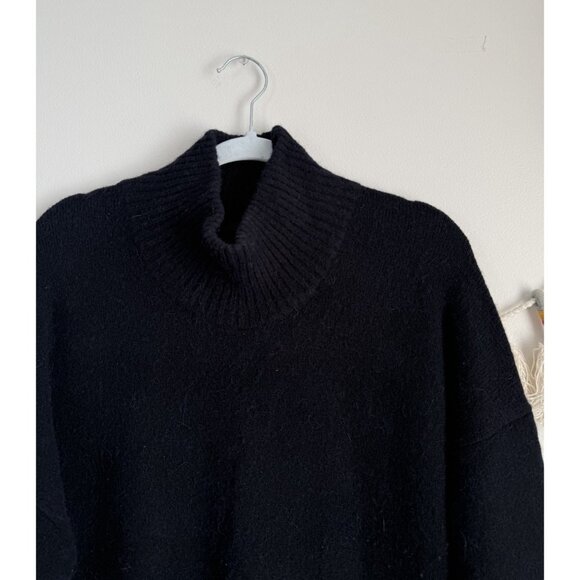 COS Navy Wool Alpaca Blend Mock Neck Mini Sweater Dress Modest Minimalist M - Picture 6 of 10